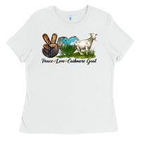 White Peace Love Cashmere Goat Ladies Tee - LillyAllenDesigns