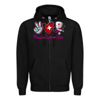 Black Peace Love Cna Zipper Hoodie - RanaPortraitStore