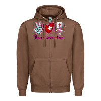 Chestnut Peace Love Cna Zipper Hoodie - RanaPortraitStore