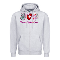 Heather Grey Peace Love Cna Zipper Hoodie - RanaPortraitStore