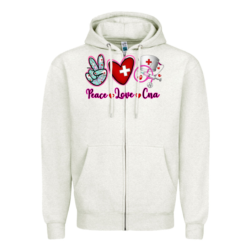 Peace Love Cna Zipper Hoodie by RanaPortraitStore | Teevron