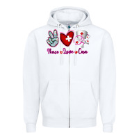White Peace Love Cna Zipper Hoodie - RanaPortraitStore