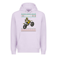 Lilac christmas motorcycle motocross braap dirt bike xmas Premium Hoodie - linhVisuals