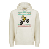 Oatmeal Heather christmas motorcycle motocross braap dirt bike xmas Premium Hoodie - linhVisuals