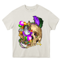 Cream mardi gras skull Heavy Core Tee - FaDigitalArtStudio
