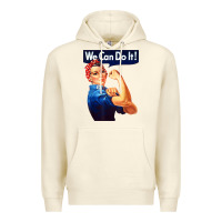 Sandshell rosie the riveter poster we can do it feminist retro Premium Hoodie - linhVisuals