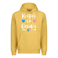 Antique Gold keeper of the gender reveal tee shirt girl or boy blue pink Premium Hoodie - linhVisuals