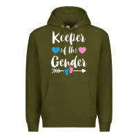 Army Green keeper of the gender reveal tee shirt girl or boy blue pink Premium Hoodie - linhVisuals