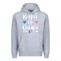 Heather Grey keeper of the gender reveal tee shirt girl or boy blue pink Premium Hoodie - linhVisuals