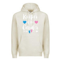 Oatmeal Heather keeper of the gender reveal tee shirt girl or boy blue pink Premium Hoodie - linhVisuals