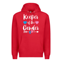 Red keeper of the gender reveal tee shirt girl or boy blue pink Premium Hoodie - linhVisuals