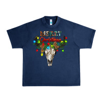 Merry Christmas Bull Skull Urban Heavy Tee | Teevron