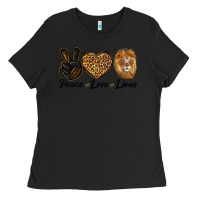 Black Peace Love Lion Head Ladies Tee - LillyAllenDesigns