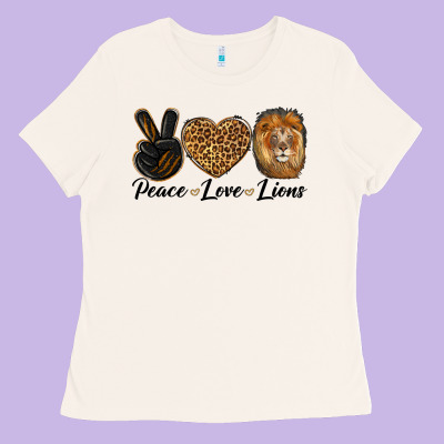 Peace Love Lion Head Ladies Tee Designed By Lillyallendesigns