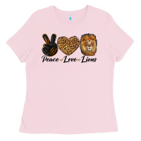 Bubblegum Pink Peace Love Lion Head Ladies Tee - LillyAllenDesigns