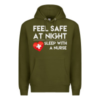 Army Green feel safe at night sleep with a nurse tshirt Premium Hoodie - linhVisuals