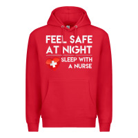 Red feel safe at night sleep with a nurse tshirt Premium Hoodie - linhVisuals