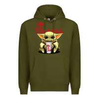 Army Green baby yoda hold Premium Hoodie - linhVisuals