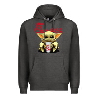 Charcoal Heather baby yoda hold Premium Hoodie - linhVisuals