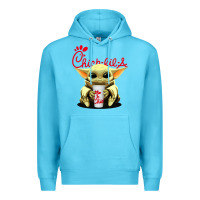 Ocean Blue baby yoda hold Premium Hoodie - linhVisuals