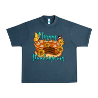 Midnight Navy Happy Thanksgiving Pumpkin Pie Urban Heavy Tee - LillyAllenDesigns