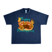 Navy Happy Thanksgiving Pumpkin Pie Urban Heavy Tee - LillyAllenDesigns