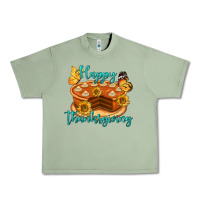 Oil Green Happy Thanksgiving Pumpkin Pie Urban Heavy Tee - LillyAllenDesigns