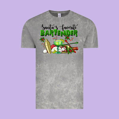 Santa's Favorite Bartender Vintage Tee Designed By Lillyallendesigns