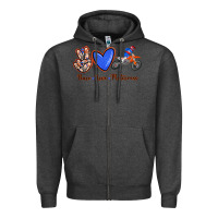 Charcoal Heather Peace Love Motocross Zipper Hoodie - RanaPortraitStore