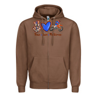 Chestnut Peace Love Motocross Zipper Hoodie - RanaPortraitStore