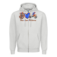 Dove Grey Peace Love Motocross Zipper Hoodie - RanaPortraitStore