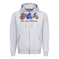 Heather Grey Peace Love Motocross Zipper Hoodie - RanaPortraitStore