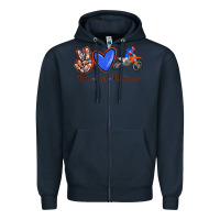 Navy Peace Love Motocross Zipper Hoodie - RanaPortraitStore