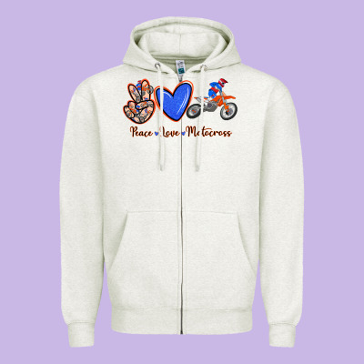 Peace Love Motocross Zipper Hoodie Designed By Ranaportraitstore