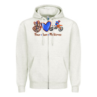 Oatmeal Heather Peace Love Motocross Zipper Hoodie - RanaPortraitStore