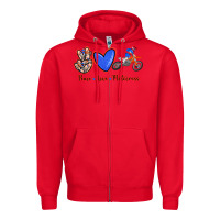 Red Peace Love Motocross Zipper Hoodie - RanaPortraitStore