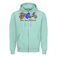 Seafoam Peace Love Motocross Zipper Hoodie - RanaPortraitStore