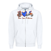 White Peace Love Motocross Zipper Hoodie - RanaPortraitStore
