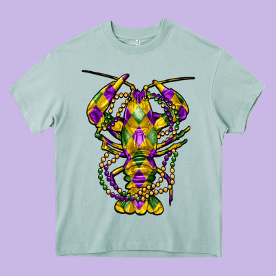Mardi Gras Crawfish Heavy Core Tee Designed By Fadigitalartstudio