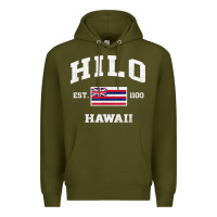 Army Green hilo hawaii hi vintage state athletic style t shirt Premium Hoodie - linhVisuals