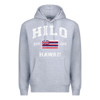Heather Grey hilo hawaii hi vintage state athletic style t shirt Premium Hoodie - linhVisuals