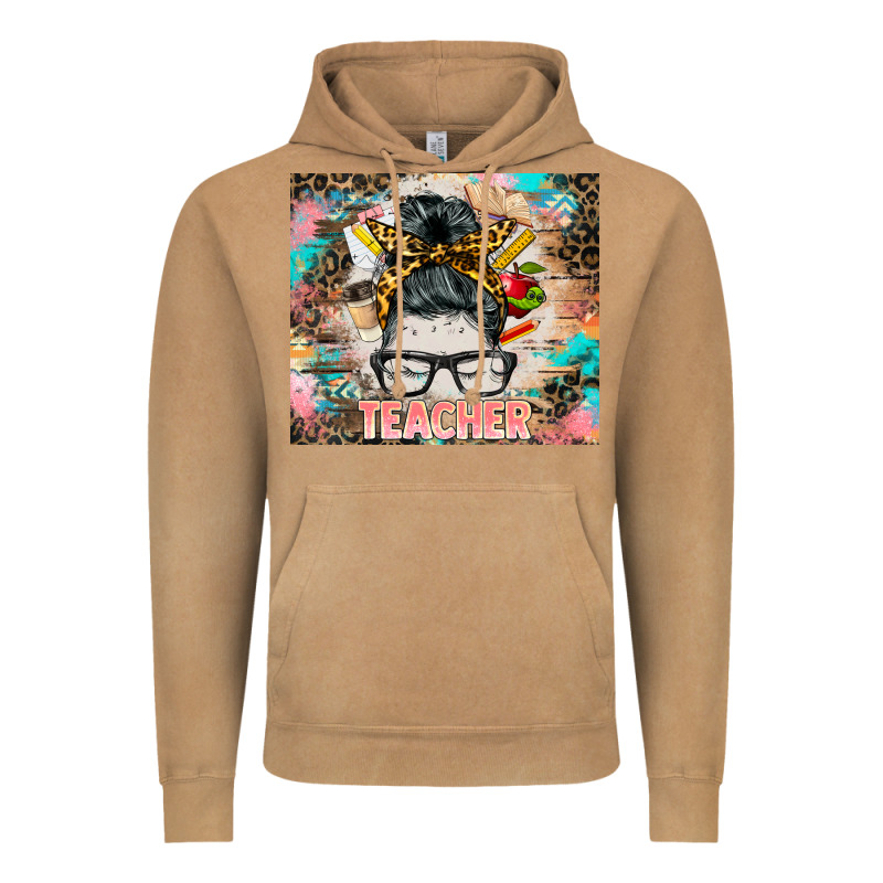 Teacher Messy Bun Tumbler Vintage Hoodie by BarkalooDesign | Teevron