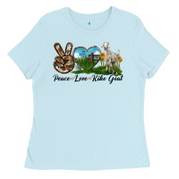Baby Blue Peace Love Kiko Goat Ladies Tee - LillyAllenDesigns