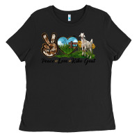 Black Peace Love Kiko Goat Ladies Tee - LillyAllenDesigns