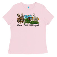 Bubblegum Pink Peace Love Kiko Goat Ladies Tee - LillyAllenDesigns