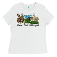 White Peace Love Kiko Goat Ladies Tee - LillyAllenDesigns