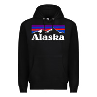 Black alaska retro vintage mountains & outdoors wilderness state Premium Hoodie - linhVisuals
