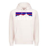 Pale Pink alaska retro vintage mountains & outdoors wilderness state Premium Hoodie - linhVisuals