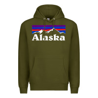 Army Green alaska retro vintage mountains & outdoors wilderness state Premium Hoodie - linhVisuals