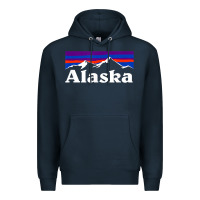 Navy alaska retro vintage mountains & outdoors wilderness state Premium Hoodie - linhVisuals